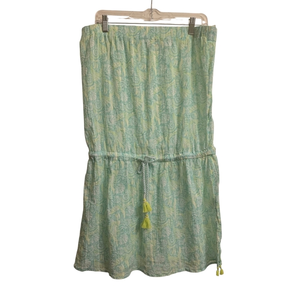 Vineyard Vines Dresses & Skirts - Vineyard Vines Aqua Green  Patterned Strapless Mini Dress
